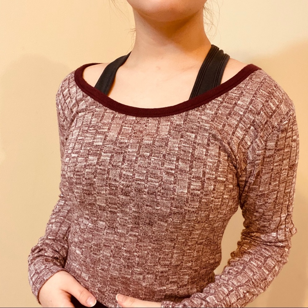 Ribbed Burgundy Long Sleeve